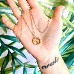 Aries Astrology Horoscope Gold Brass CZ Necklace